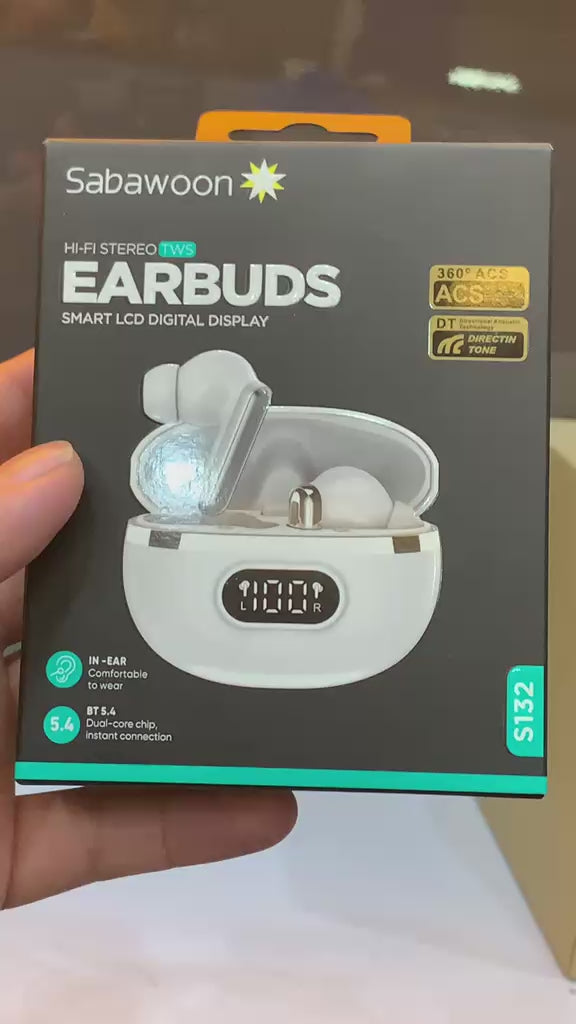 Sabawoon Smart Digital Display Wireless Earbuds – Bluetooth these earbuds are perfect for music & gaming